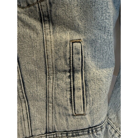 Old Navy Womens Denim Jacket Petite SM Sherpa Lining Flap Pockets Western - Picture 11 of 14